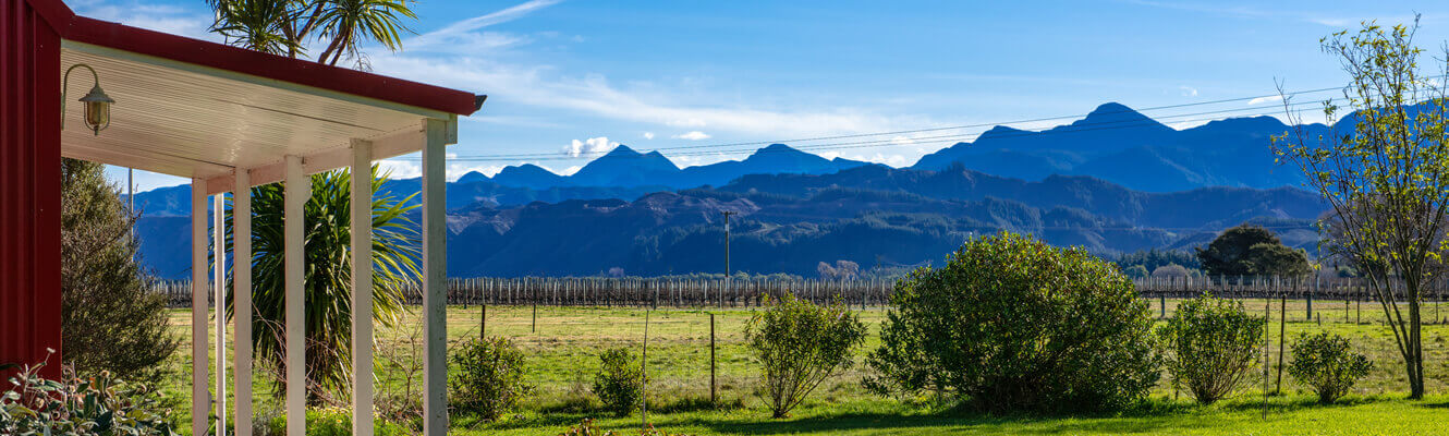View Of Mountains From Brookhaven Cottage In Renwick Marlborough NZ